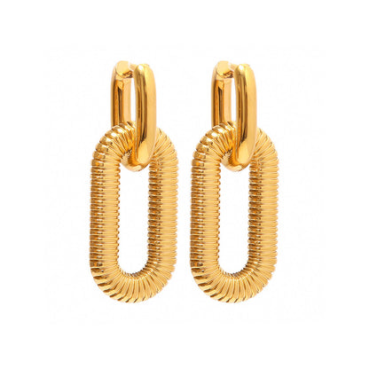 Gold Plated Stainless Steel Chain Hoop Earrings