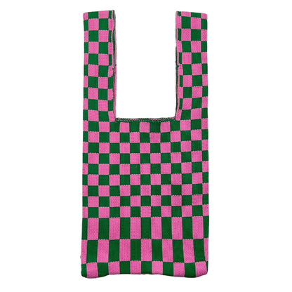 20+ Colorful Plaid Color Block Knit Handbag
