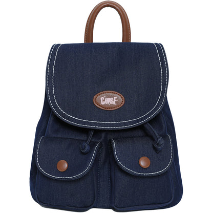 Cute Solid Color Denim Mini Backpack