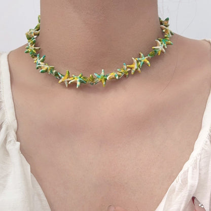 Vintage Turquoise Starfish Beaded Choker Necklace