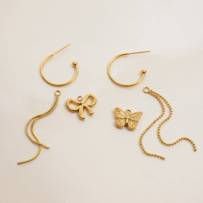 Bow Knot Tassel Dangle Hook Earrings