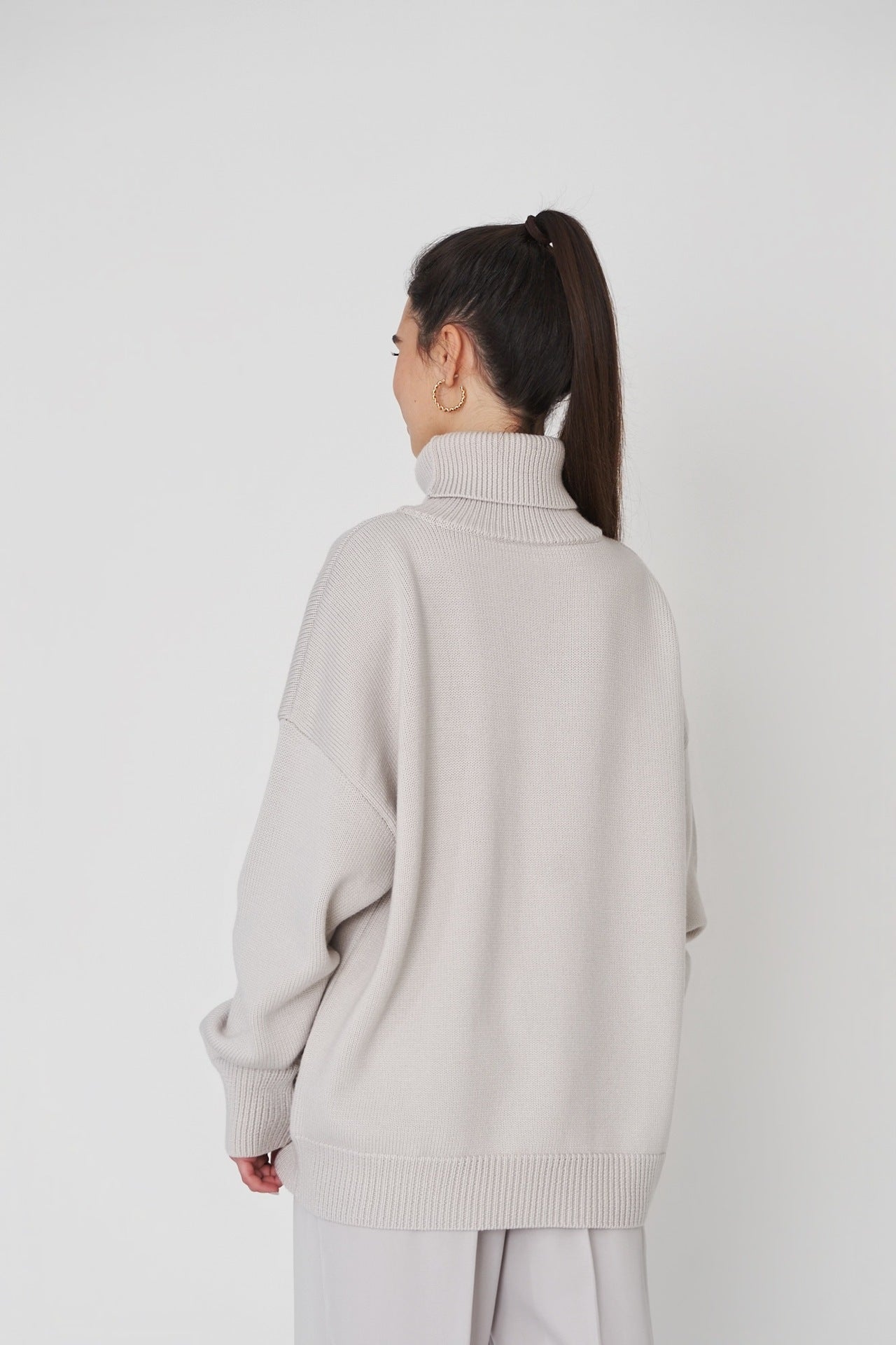 High Collar Loose Solid Color Sweater