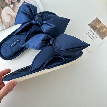 Elegant Bow Knot Embroidered Home Slippers