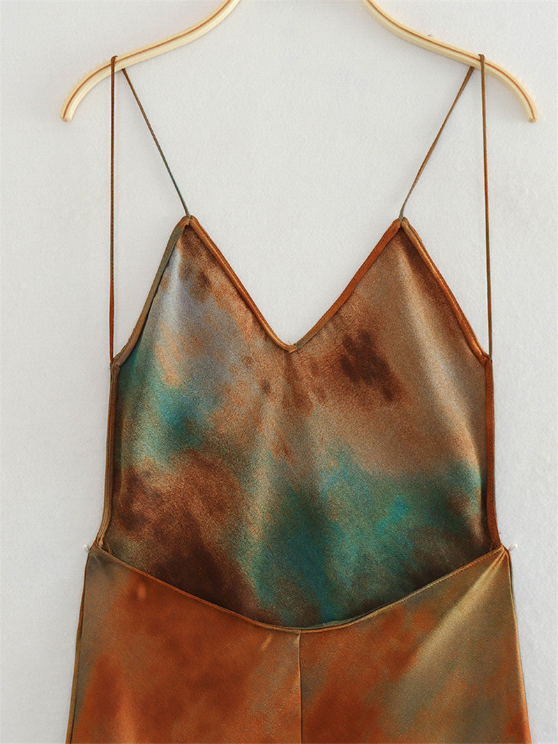 Minimalist Tie Dye Spaghetti Strap Maxi Dress