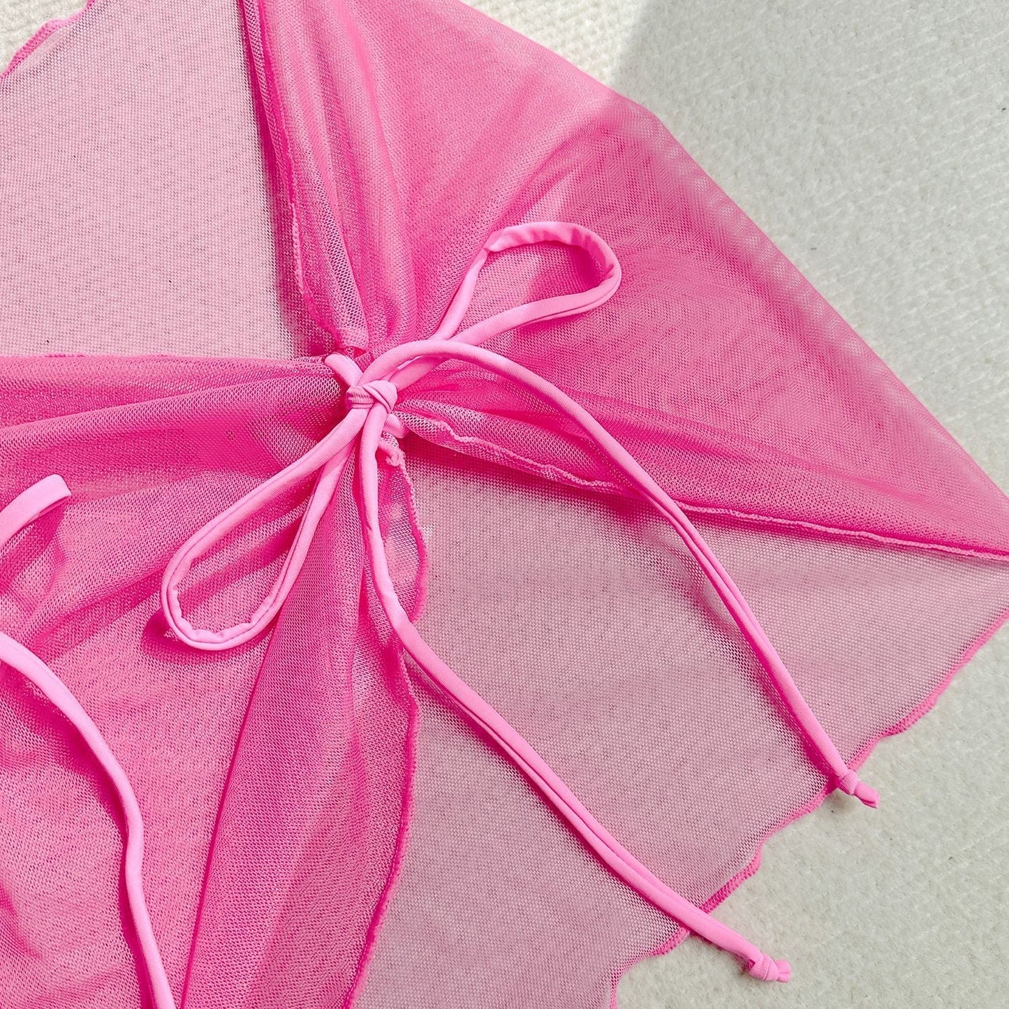 3-Piece Sexy 3D Floral Bandeau Bikini Set