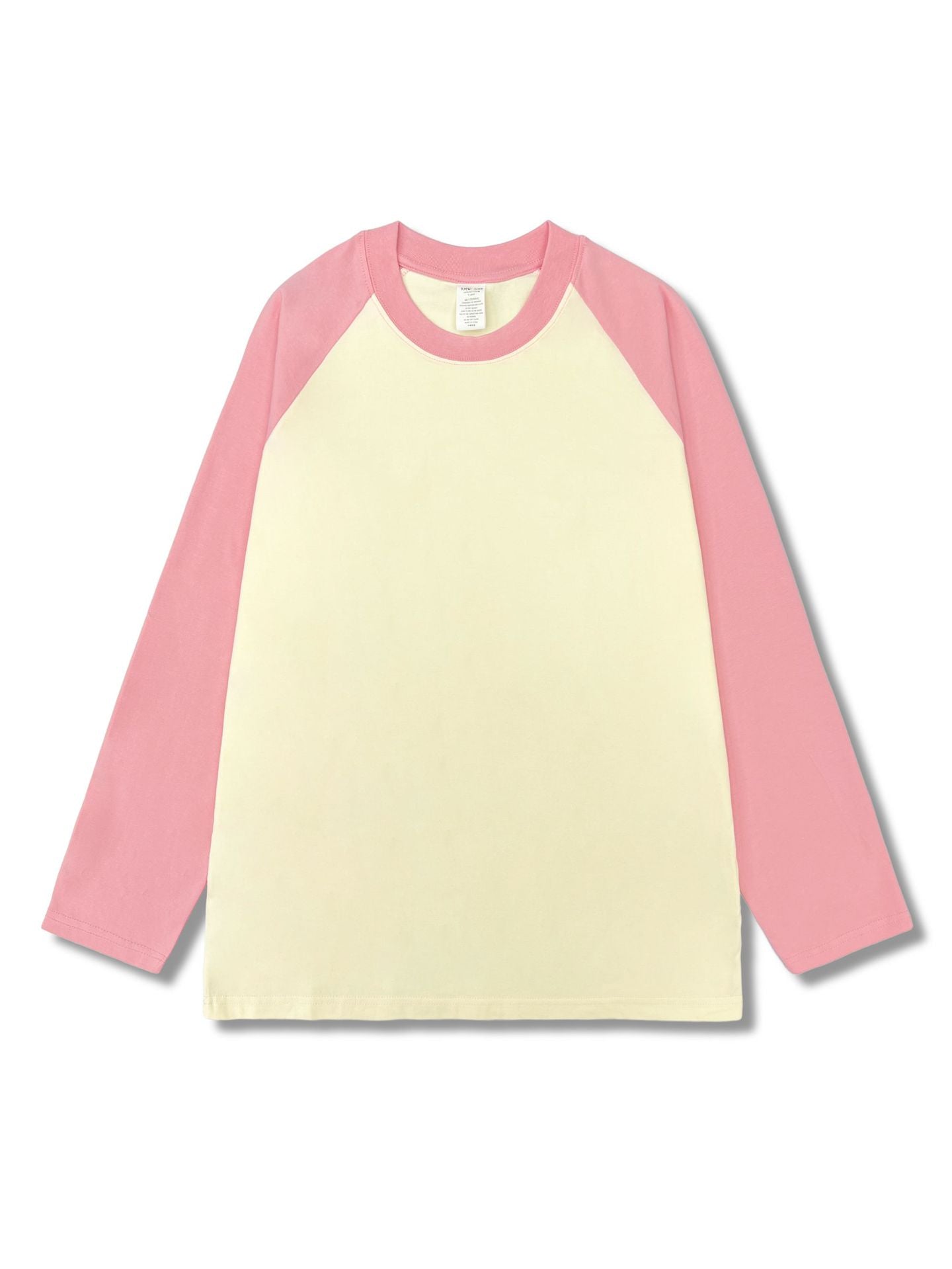 Minimalist Color Block Crew Neck Long Sleeve Top