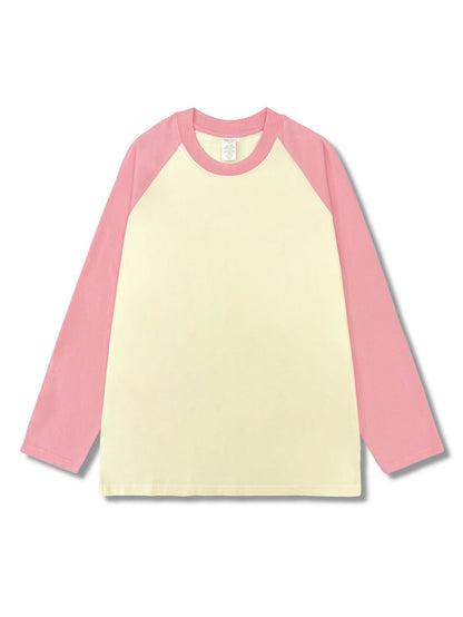 Minimalist Color Block Crew Neck Long Sleeve Top