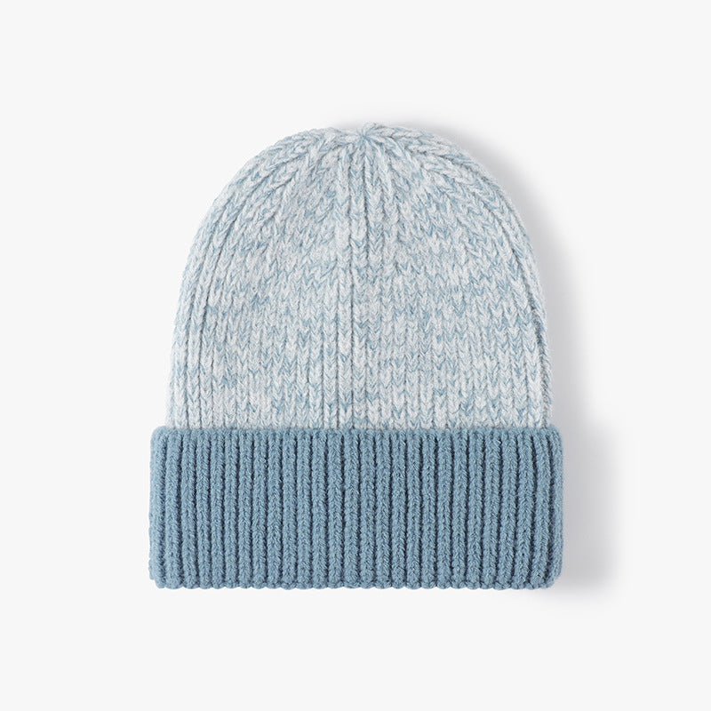 Spliced Color Block Knit Hat Simple Beanie