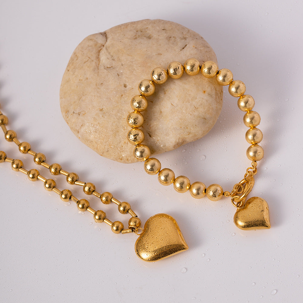 Cubic Love Pendant Bead Chain Necklace