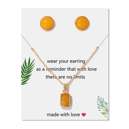 Vintage Stone Pendant Earring Necklaces Set