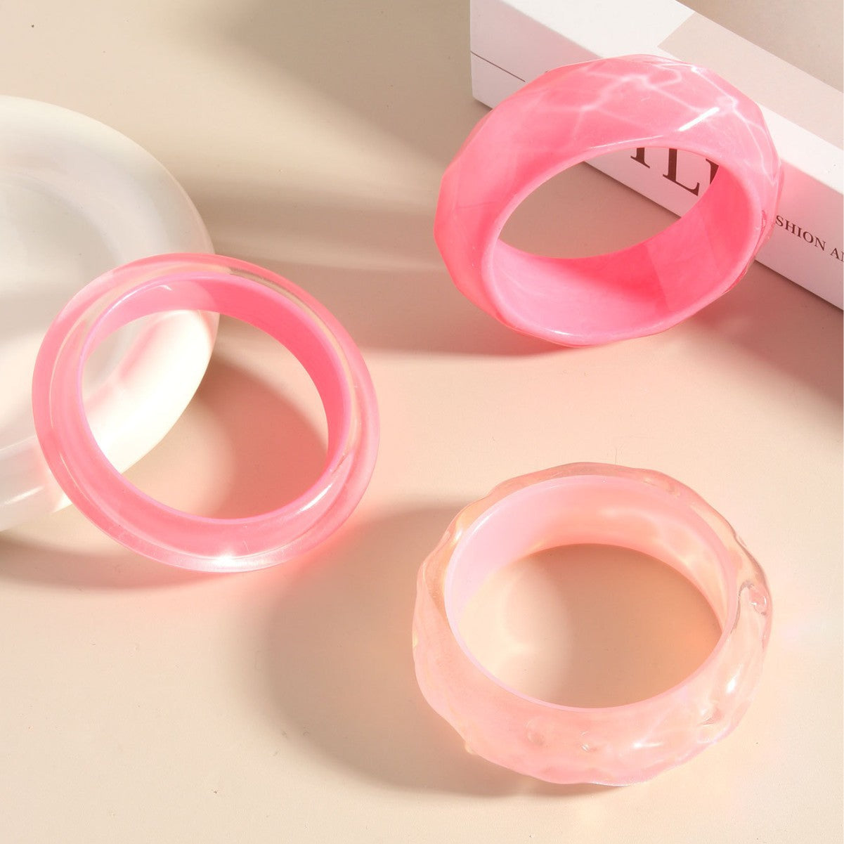 Pink Shiny Simple Acrylic Bracelets
