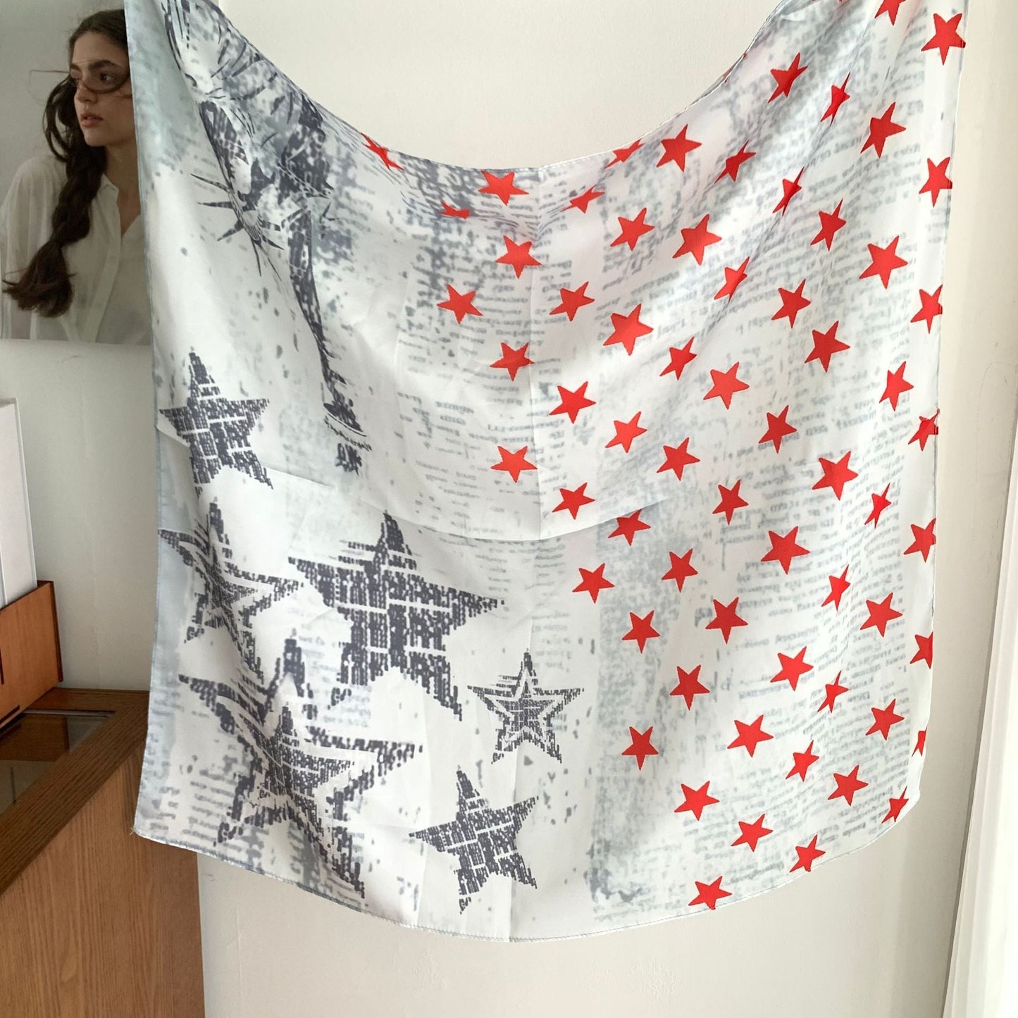 Retro Star Colorful Print Square Scarf