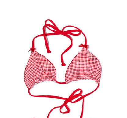 Sweet Floral Printed Plaid Swimwear