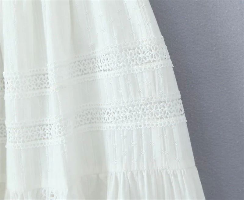 White Lace String Tie Flounce Sweet Set