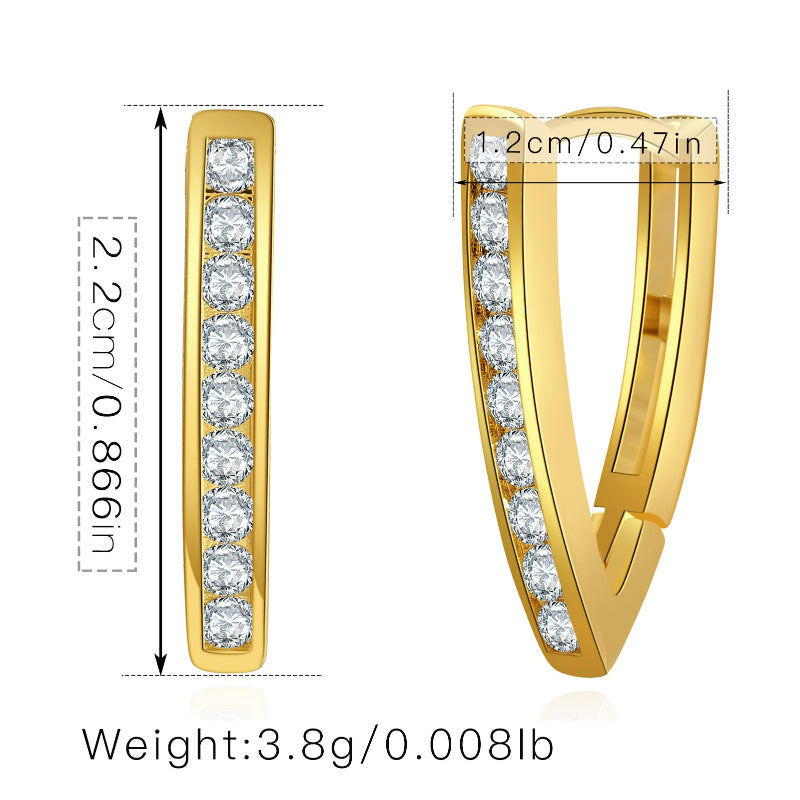 V Shaped Diamond Hoop Earrings