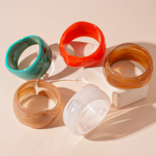 Multi-color Wide Irregular Simple Acrylic Bracelets