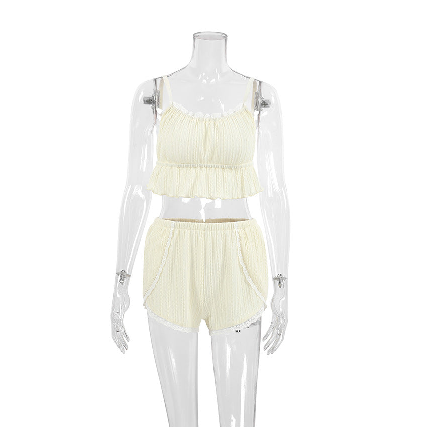 Hellow Lace Flounce Sleepwear Sets