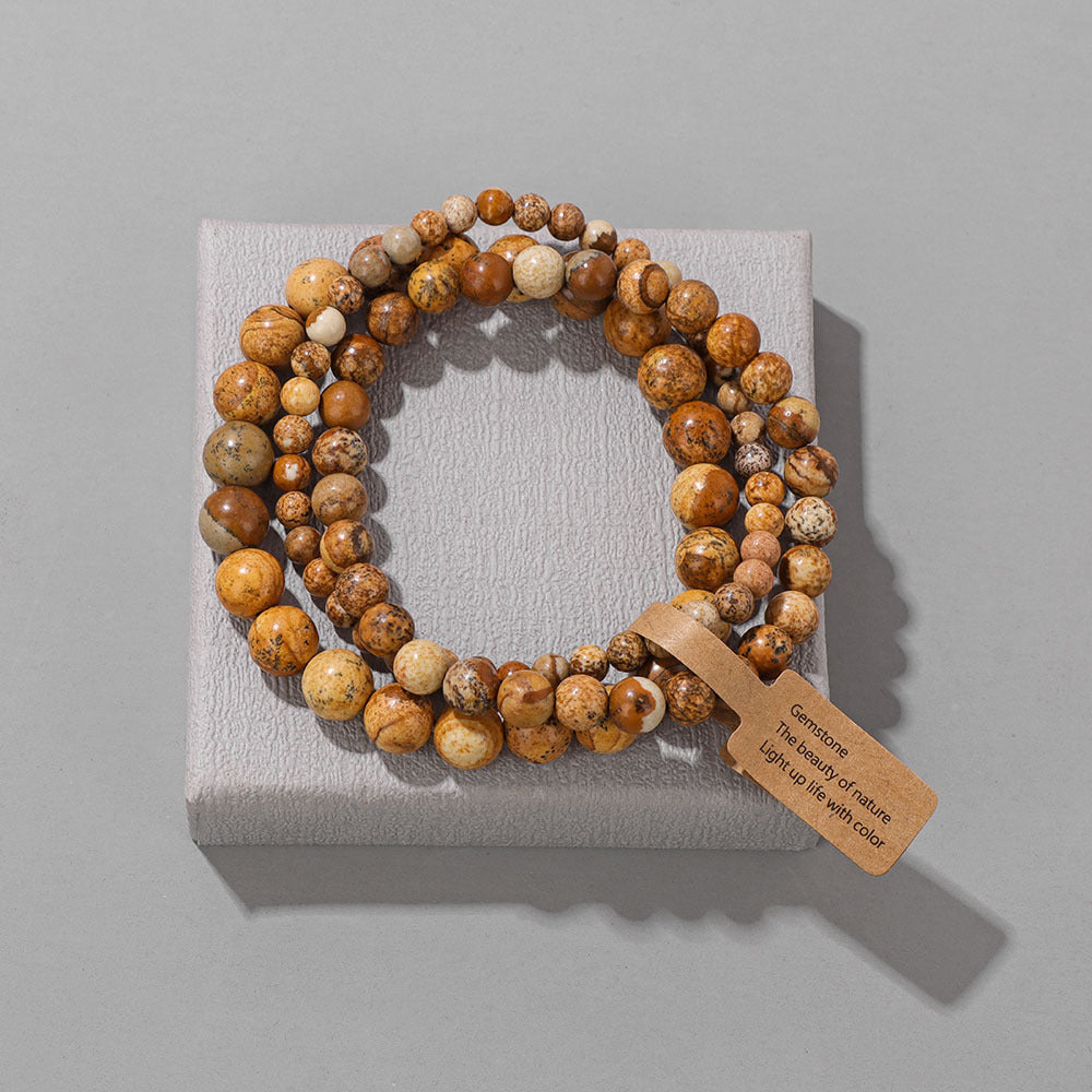 3Pcs Simple Stretch Beaded Bracelet Set