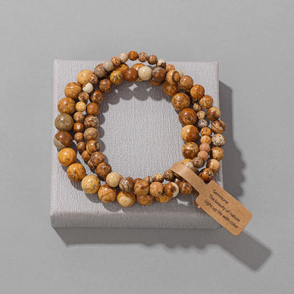 3Pcs Simple Stretch Beaded Bracelet Set