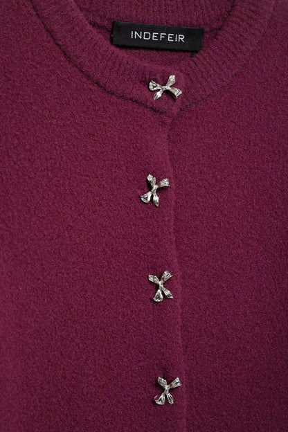 Classic Bow Button Down Knit Cardigan Top