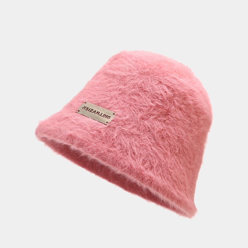 Soft Solid Color Fuzzy Warm Bucket Hat