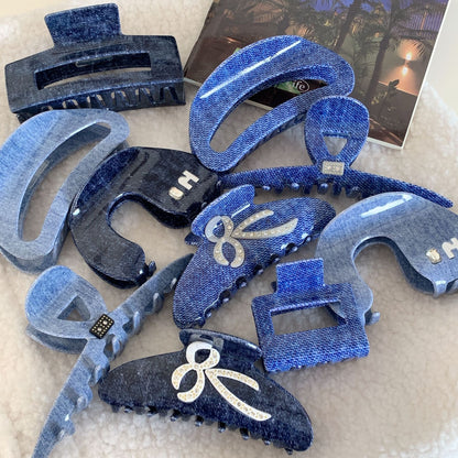 Simple Blue Geometric Acetate Hair Claw