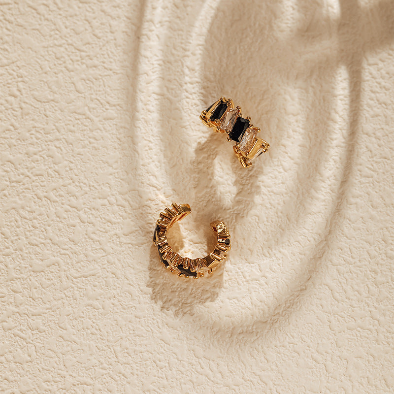 Zircon Color Block Delicate Clip earrings