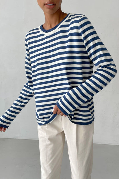 Round Collar Stripe Vintage Sweater