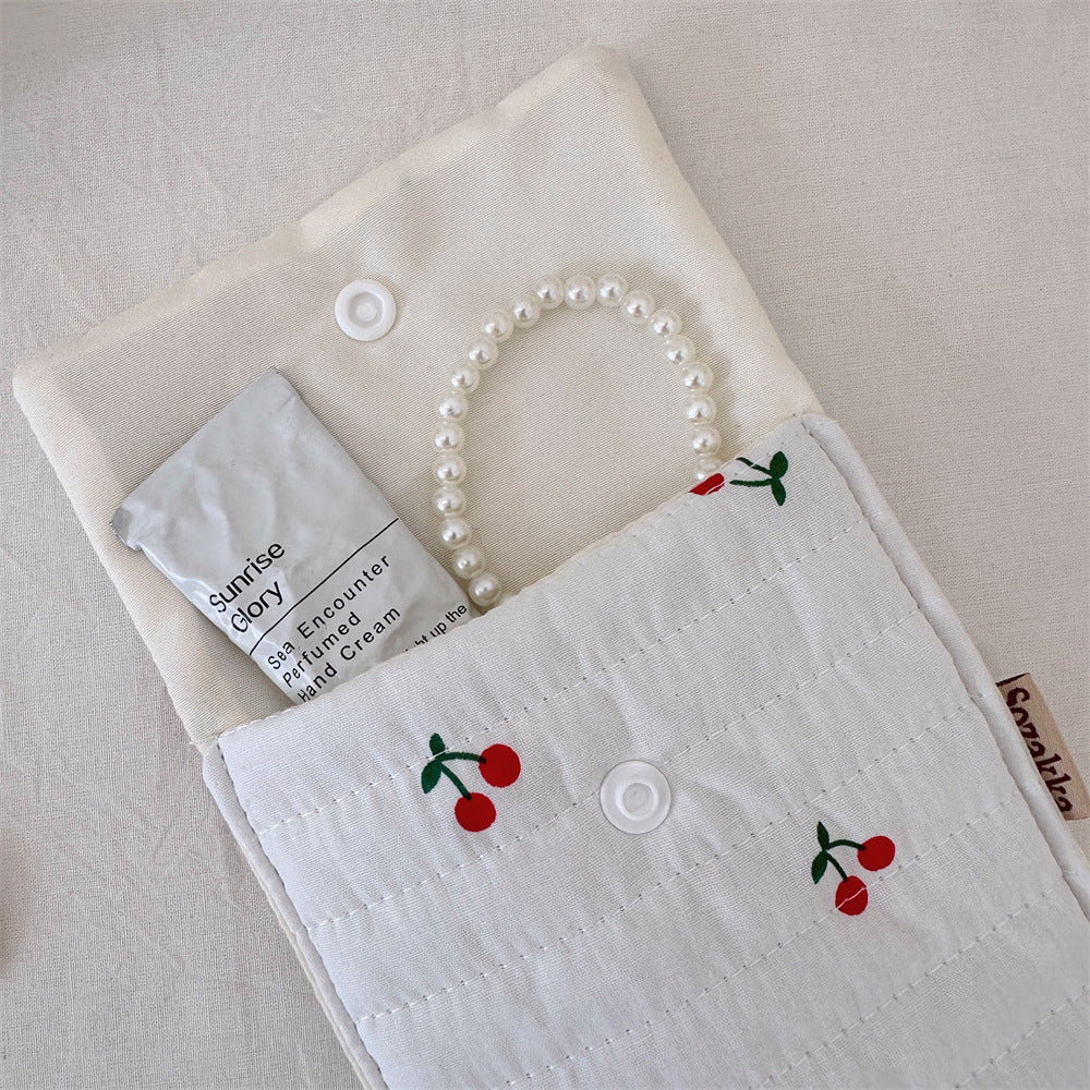 Cute Cherry Print Portable Make Up Bag