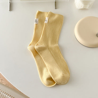 Solid Color Ribbing Cotton Slouch Socks