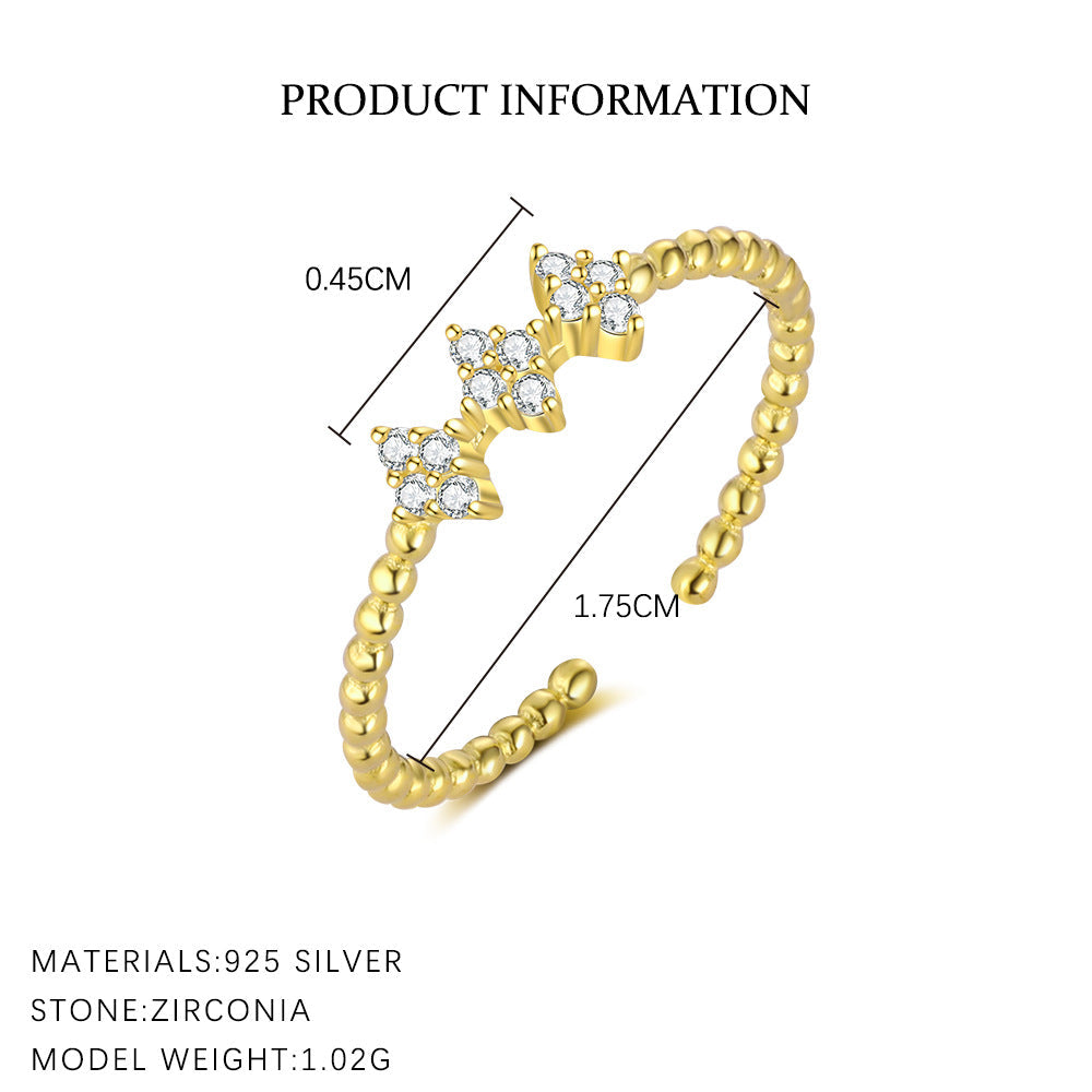 Zircon Cross Simple Adjustable Rings