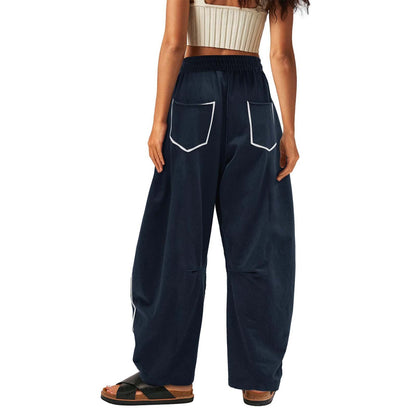 Simple Drawstring Mid-Waist Causal Pants