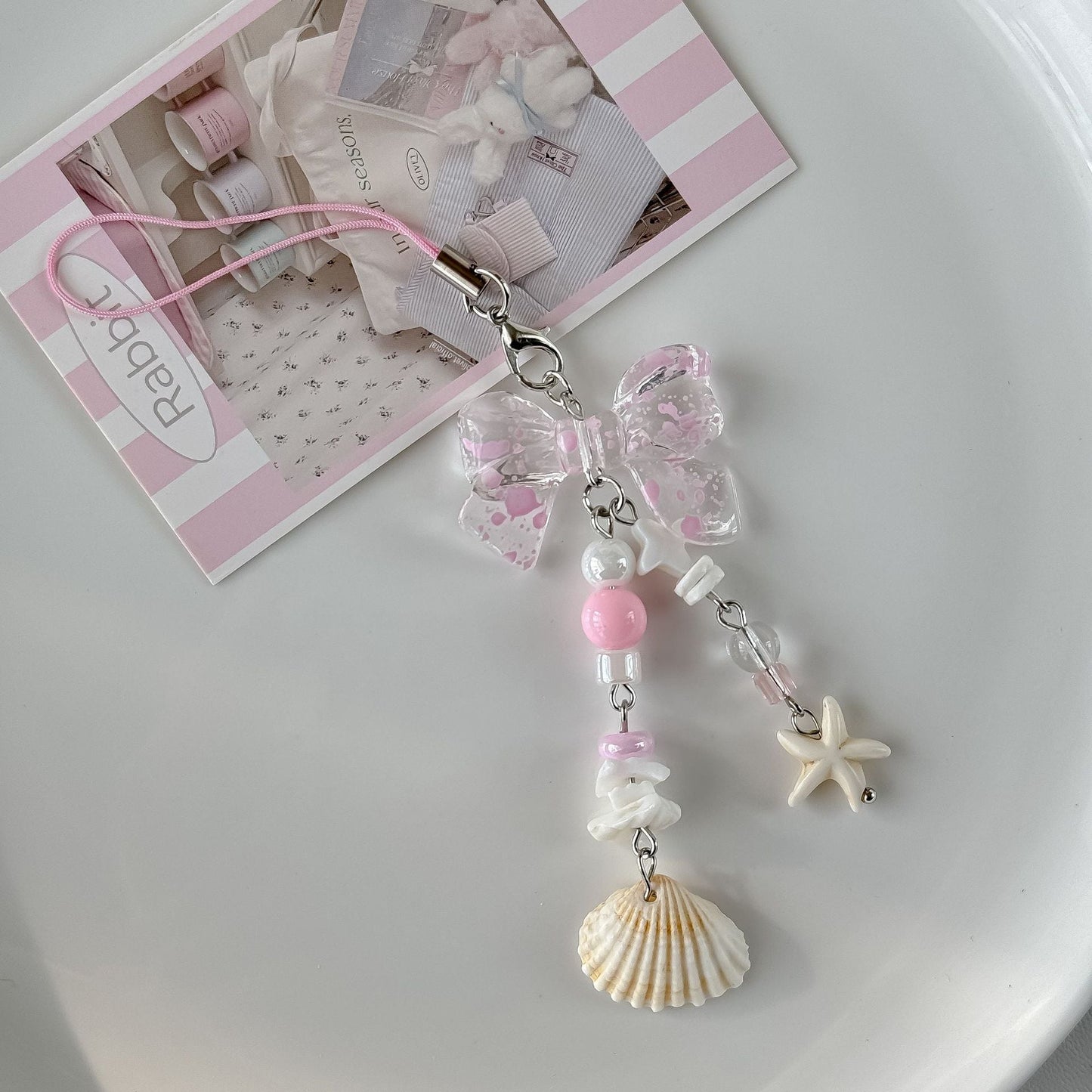Cute Pink Butterfly Starfish Bag Charm