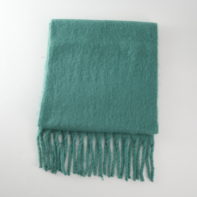 2+ Solid Color Tassel Mohair Scarves