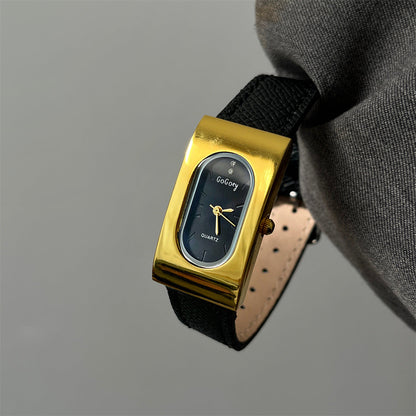 Retro Gold Tone Rectangle Quartz Watch