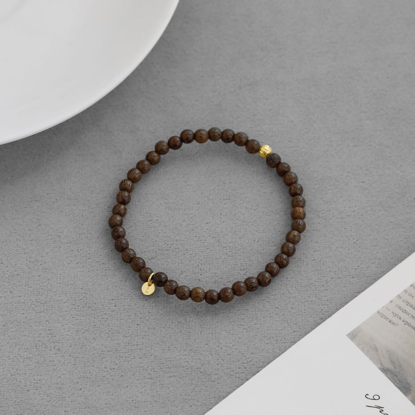 Natural Wood Round Beaded Handmade Bracelet