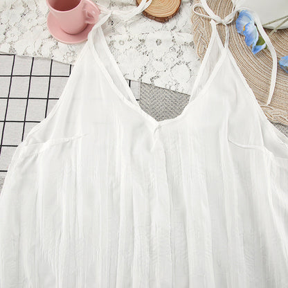V-Neck Casual String Shoulder Sleepwear Dress