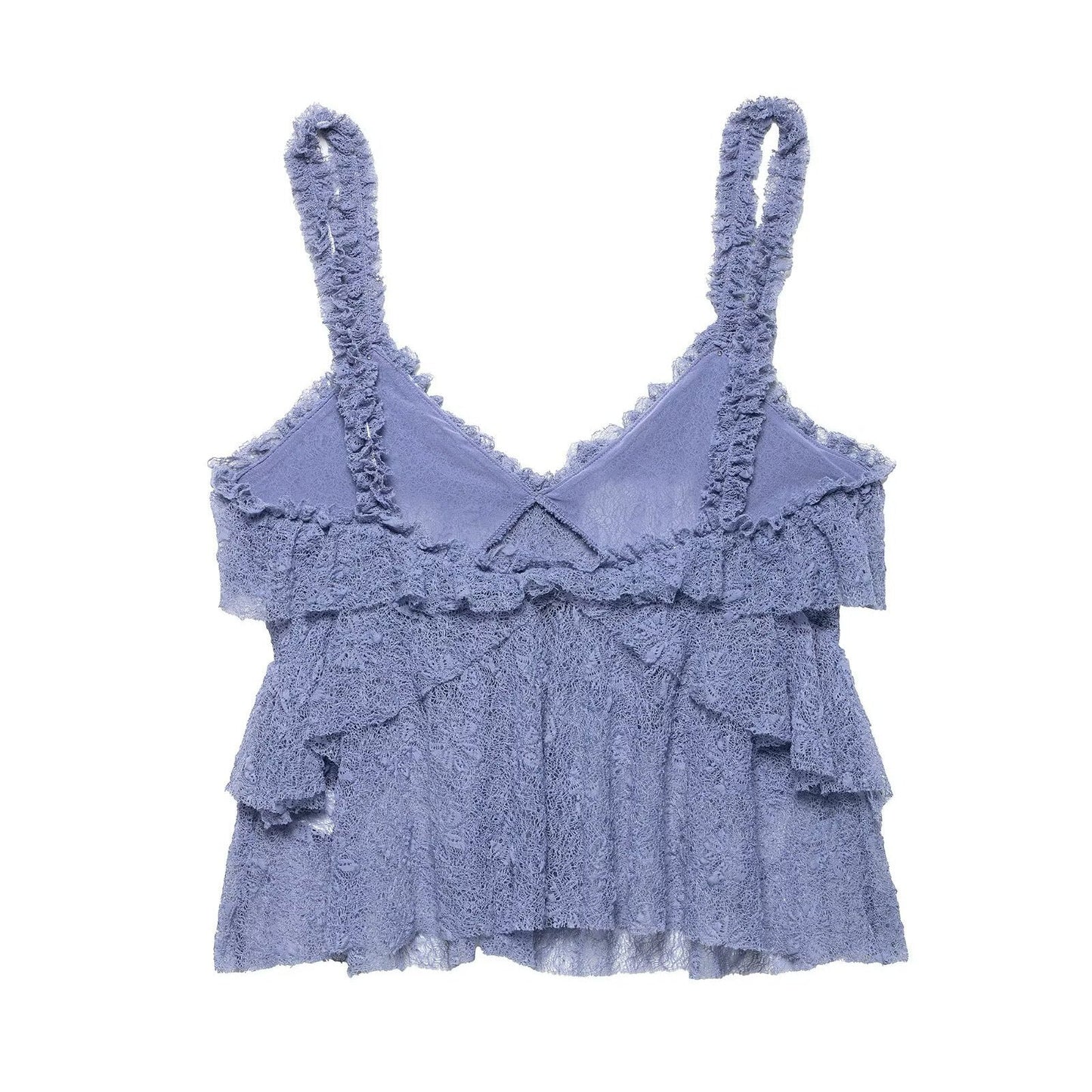 Lace Ruffle Spaghetti Top Maxi Skirt Sets