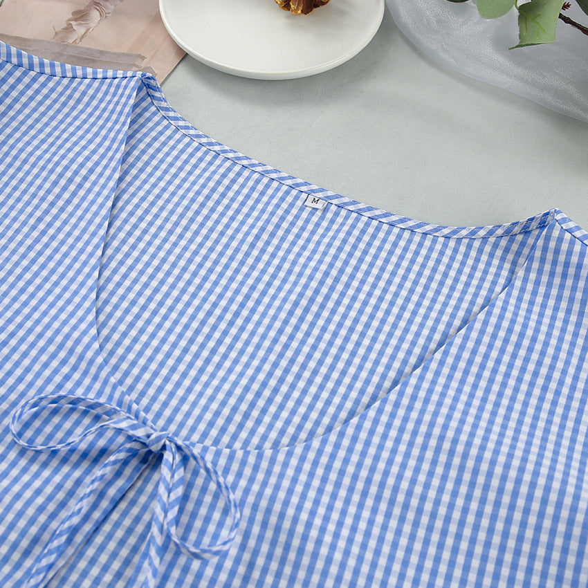 Plaid String Tie Homewear Sets