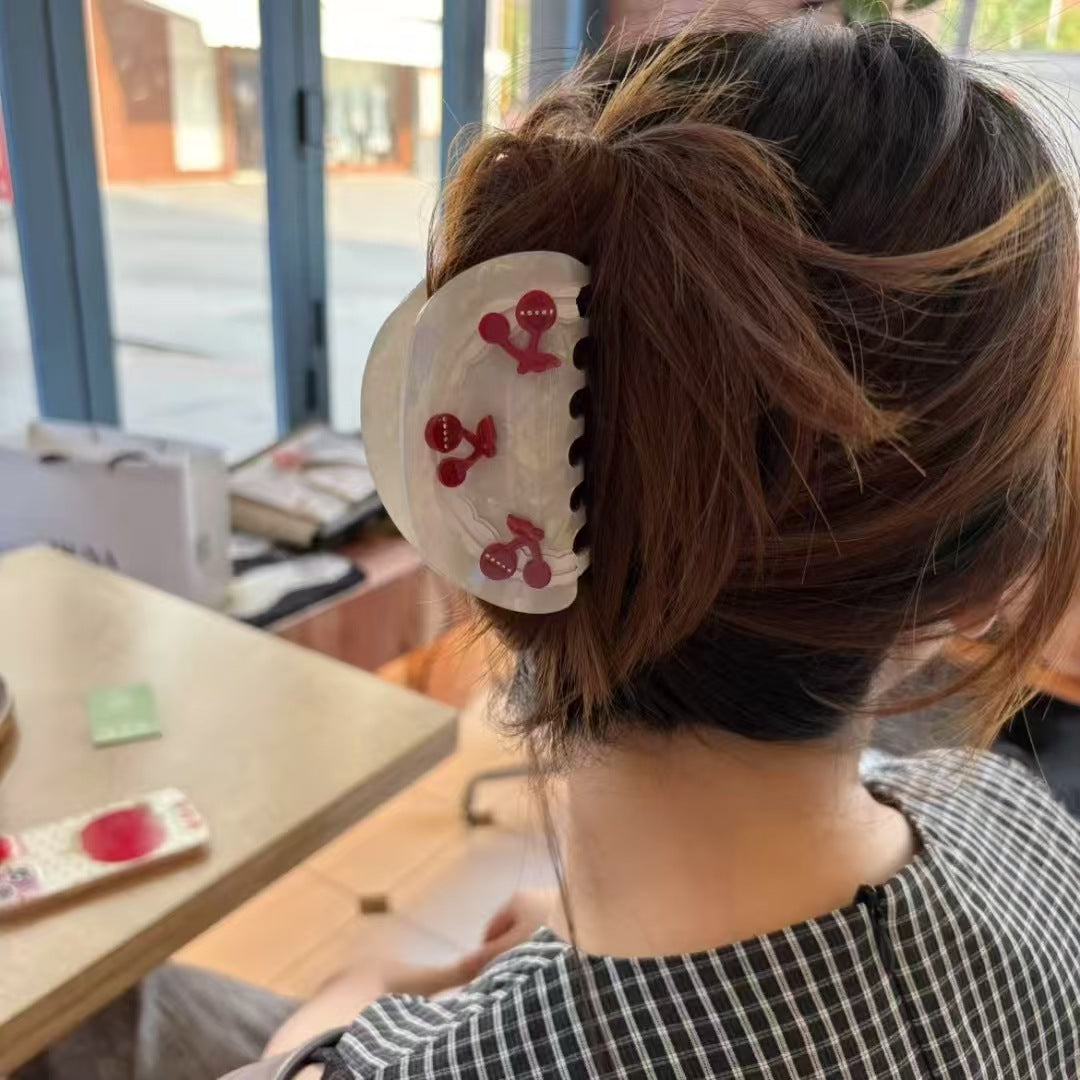 Simple Red Cherry Acetate Hair Claw