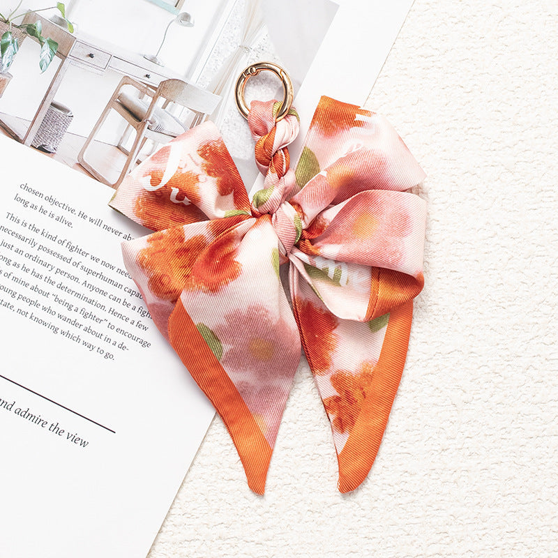 Vintage Print Satin Bow Bag Charms