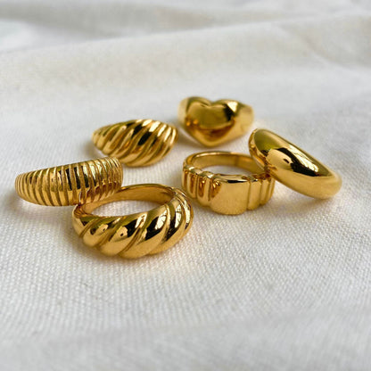 Gold Irregular Simple Wide Rings