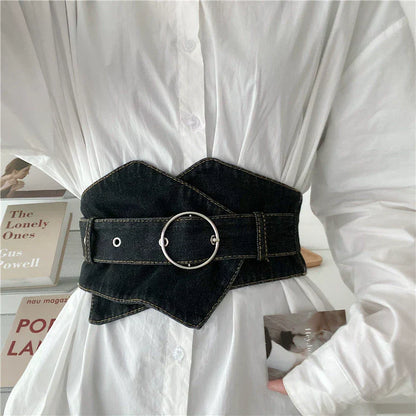 Denim Irregular Simple Wide Waist Belt