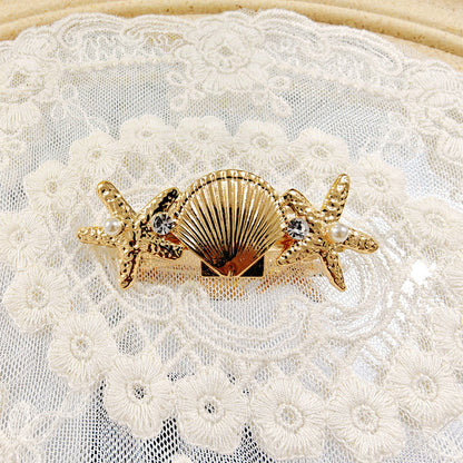 Trendy Pearl Starfish Rhinestone Hair Claw