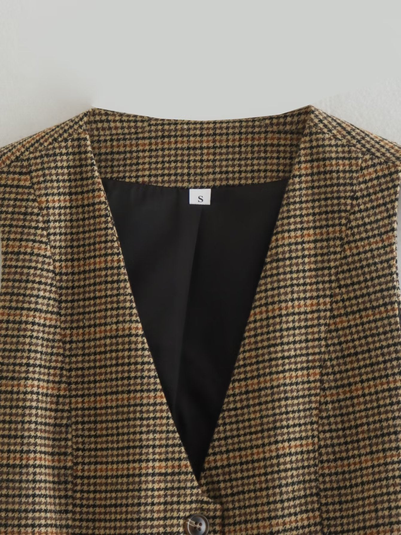 Vintage Plaid V-Neck Sleeveless Vest