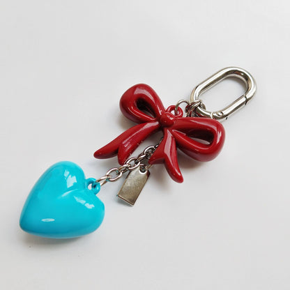Elegant Bow Heart Keychain Bag Charm
