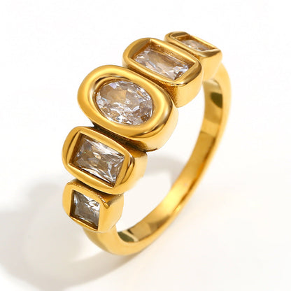Simple Geometric Bezel-Set Zircon Ring