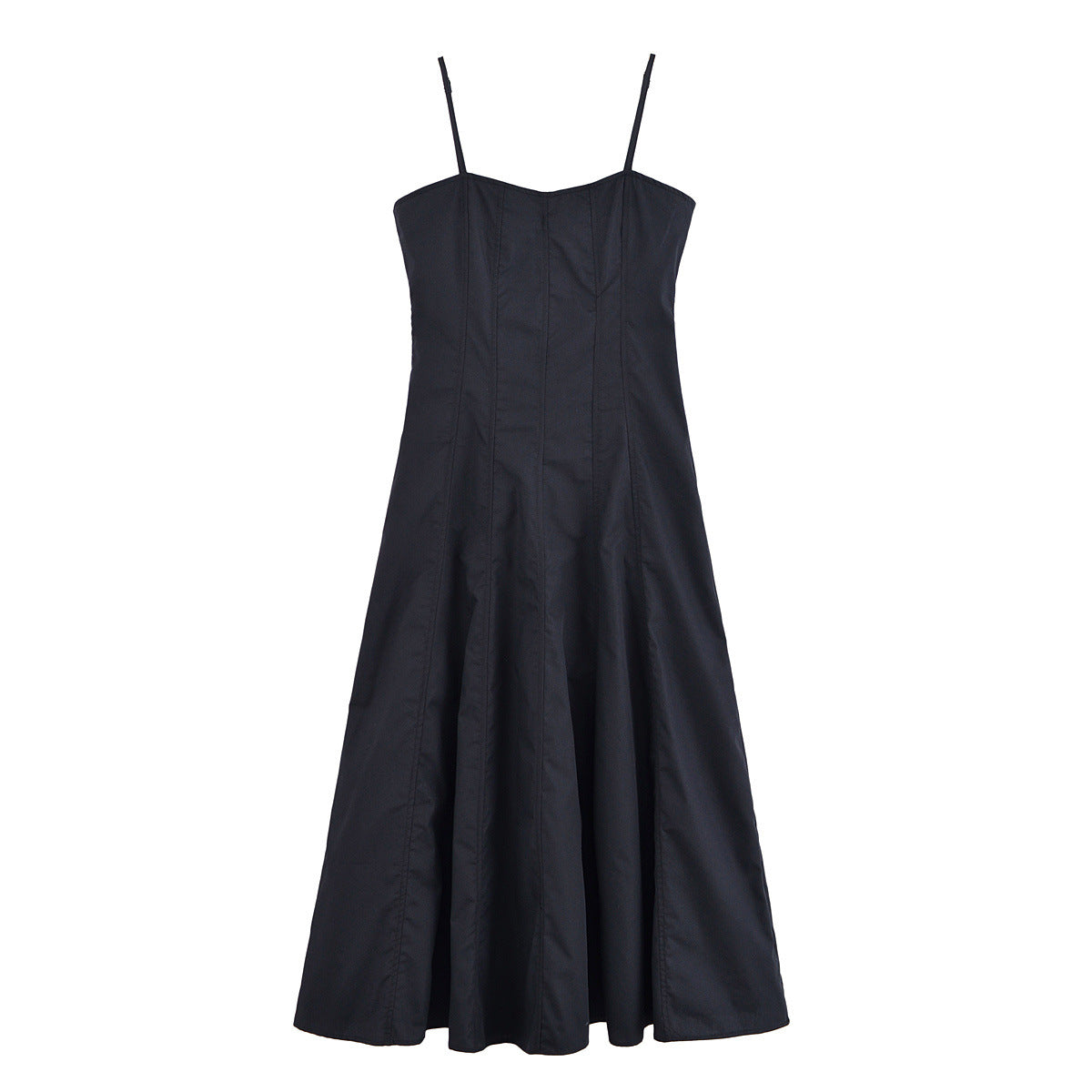 Slim Solid Color Spaghetti Midi Dresses