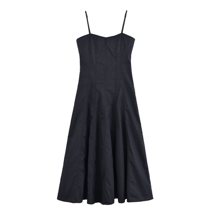 Slim Solid Color Spaghetti Midi Dresses