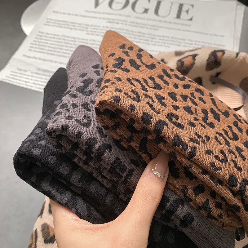 Leopard Bow Color Block Sweet Socks